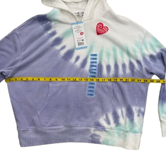 Wildfox NEW women's French Terry Relaxed Fit Tie-Dye Hoodie Peri Shibori Size L - Picture 8 of 10
